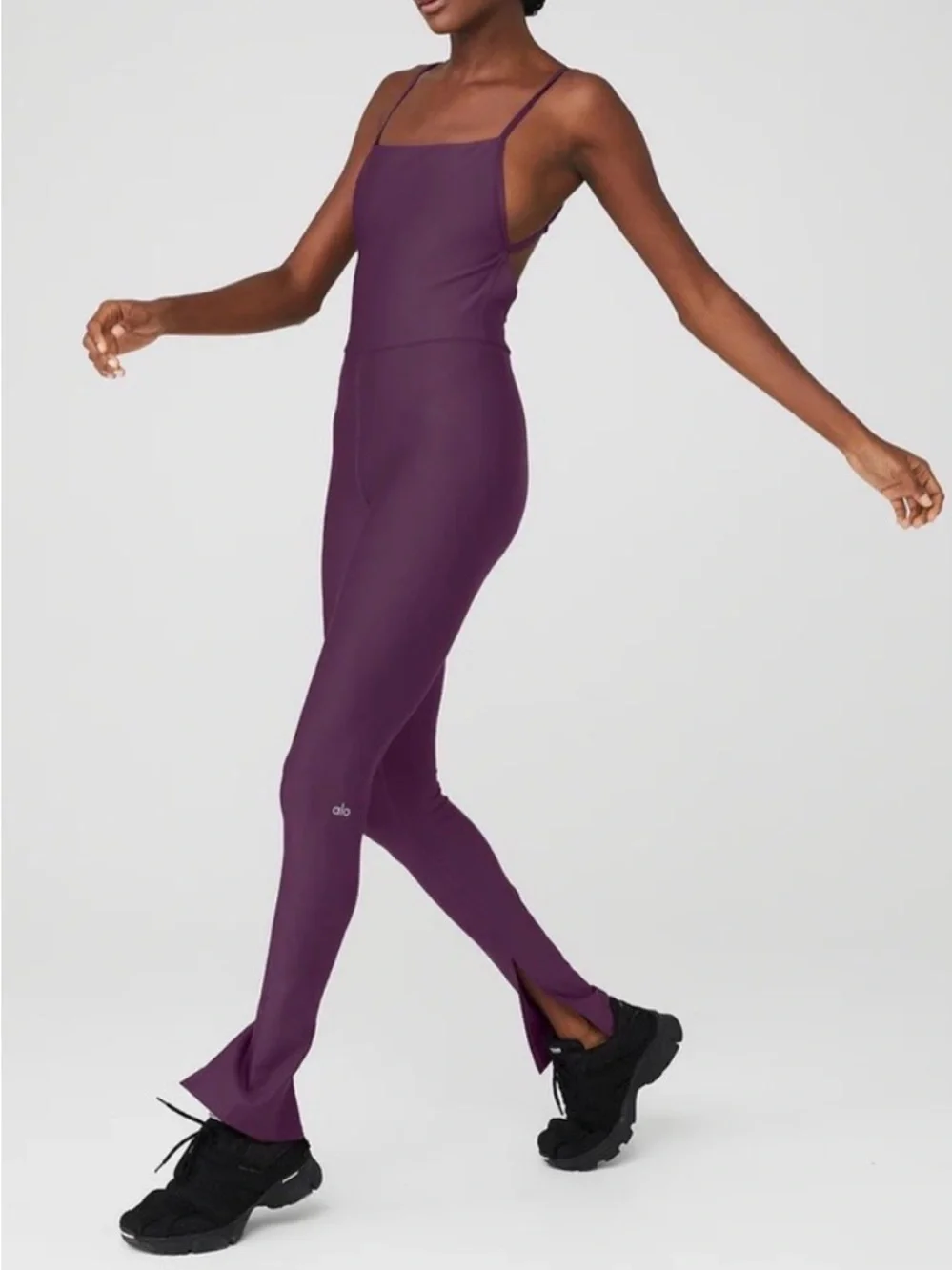 ALO Yoga Plum High-Rise Split-Hem Jumpsuit